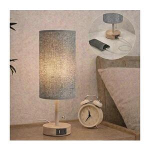 BRILAGI - Stolní lampa s USB portem TABLON 1xE27/25W/230V dub/béžová/šedá BG3675+BG3683 obraz