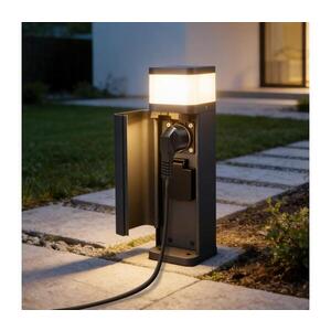 BRILAGI -Venkovní lampa se 2 zásuvkami SCHUKO PILLAR 1xG9/11W/230V IP44 antracit BRI808 obraz