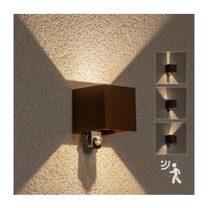 BRILAGI - LED Venkovní nástěnné svítidlo se senzorem CUBE LED/6W/230V hnědá IP65 WO-HR60432S-LED-OEM-RUST obraz