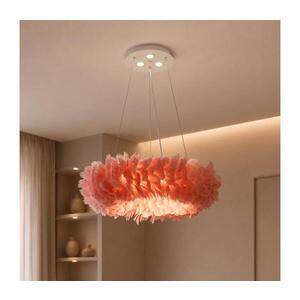 BRILAGI - LED Lustr na lanku FEATHER 3xE27/40W/230V + 3xLED/3W pr. 50 cm růžová BRI940 obraz