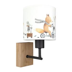 BRILAGI - Nástěnná lampa BOBO WOOD 1xE27/25W/230V dub/černá/bílá/zvířátka BG1561+BG5578 obraz