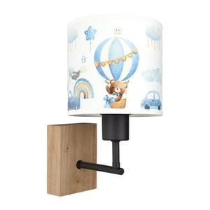 BRILAGI - Nástěnná lampa BOBO WOOD 1xE27/25W/230V dub/černá/bílá/modrá/medvídci BG1561+BG5585 obraz