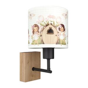 BRILAGI - Nástěnná lampa BOBO WOOD 1xE27/25W/230V dub/černá/bílá/růžová/víly BG1561+BG5586 obraz