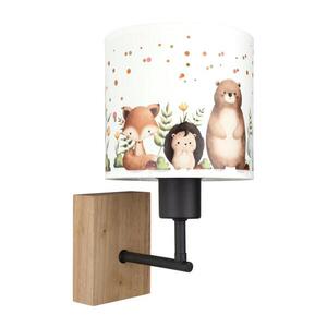 BRILAGI - Nástěnná lampa BOBO WOOD 1xE27/25W/230V dub/černá/bílá/zvířátka BG1561+BG5587 obraz