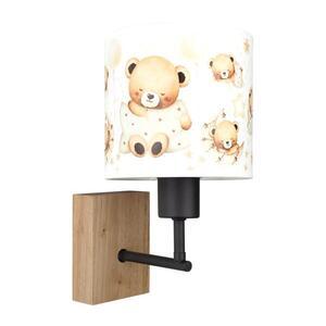 BRILAGI - Nástěnná lampa BOBO WOOD 1xE27/25W/230V dub/černá/bílá/medvídci BG1561+BG5590 obraz