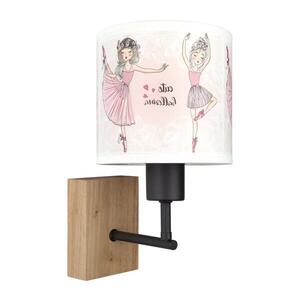 BRILAGI - Nástěnná lampa BOBO WOOD 1xE27/25W/230V dub/černá/bílá/růžová/baletky BG1561+BG5591 obraz