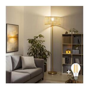 BRILAGI - LED Stojací lampa CERIA 1xE27/20W/230V pr. 40 cm bambus/zlatá SA2189+EG781161 obraz
