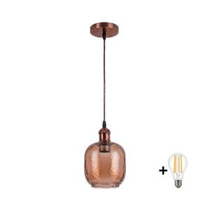 BRILAGI - LED Lustr na lanku R GLASS 1xE27/60W/230V pr. 14 cm měděná/kouř hnědá NSTK7703+AI0179 obraz