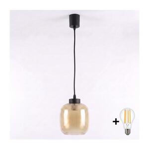 BRILAGI - LED Lustr na lanku R GLASS 1xE27/60W/230V pr. 14 cm černá/kouř hnědá NSTK7765+TK6439A obraz
