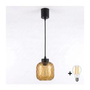 BRILAGI - LED Lustr na lanku R GLASS 1xE27/60W/230V pr. 14 cm černá/kouř hnědá NSTK7703+TK6439A obraz