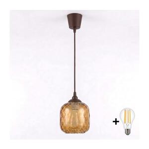 BRILAGI - LED Lustr na lanku R GLASS 1xE27/60W/230V pr. 14 cm hnědá/kouř hnědá NSTK7703+TK8611A obraz