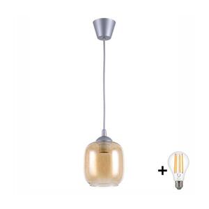 BRILAGI - LED Lustr na lanku GLASS 1xE27/60W/230V pr. 14 cm stříbrná/kouř hnědá NSTK7765+TK8612A obraz