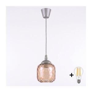 BRILAGI - LED Lustr na lanku GLASS 1xE27/60W/230V pr. 14 cm stříbrná/kouř hnědá NSTK7703+TK8612A obraz