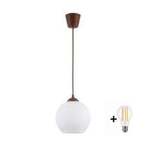 BRILAGI - LED Lustr na lanku RETRO GLASS 1xE27/60W/230V pr. 15 cm hnědá/bílá NSTK7432+TK8611A obraz