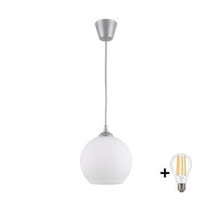BRILAGI - LED Lustr na lanku RETRO GLASS 1xE27/60W/230V pr. 15 cm stříbrná/bílá NSTK7432+TK8612A obraz