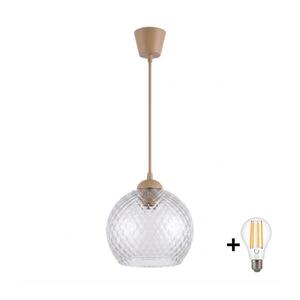 BRILAGI - LED Lustr na lanku R GLASS 1xE27/60W/230V pr. 25 cm béžová/kouř šedá NSTK7486+TK8619A obraz