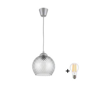 BRILAGI - LED Lustr na lanku R GLASS 1xE27/60W/230V pr. 25 cm stříbrná/kouř šedá NSTK7486+TK8612A obraz