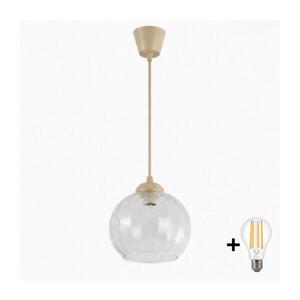 BRILAGI - LED Lustr na lanku RETRO GLASS 1xE27/60W/230V pr. 25 cm béžová/čirá NSTK7491+TK8619A obraz