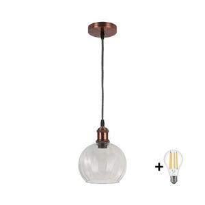BRILAGI - LED Lustr na lanku RETRO GLASS 1xE27/60W/230V pr. 25 cm měděná/čirá NSTK7491+AI0179 obraz