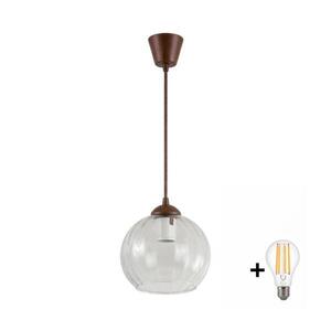 BRILAGI - LED Lustr na lanku RETRO GLASS 1xE27/60W/230V pr. 25 cm hnědá/čirá NSTK7491+TK8611A obraz