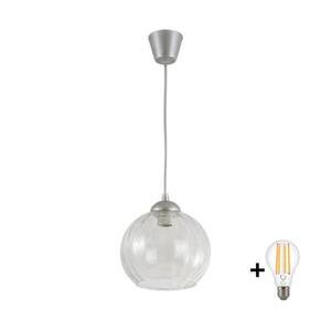 BRILAGI - LED Lustr na lanku RETRO GLASS 1xE27/60W/230V pr. 25 cm stříbrná/čirá NSTK7491+TK8612A obraz