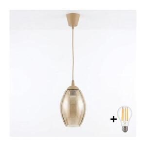 BRILAGI - LED Lustr na lanku R GLASS 1xE27/60W/230V pr. 17 cm béžová/kouř béžová NSTK7499+TK8619A obraz