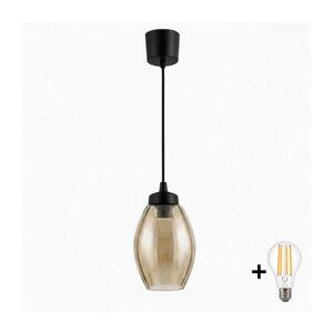 BRILAGI - LED Lustr na lanku R GLASS 1xE27/60W/230V pr. 17 cm černá/kouř béžová NSTK7499+TK6439A obraz