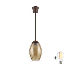 BRILAGI - LED Lustr na lanku R GLASS 1xE27/60W/230V pr. 17 cm hnědá/kouř béžová NSTK7499+TK8611A obraz