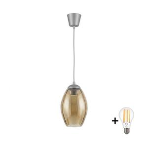 BRILAGI - LED Lustr na lanku GLASS 1xE27/60W/230V pr. 17 cm stříbrná/kouř béžová NSTK7499+TK8612A obraz