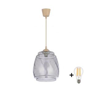BRILAGI - LED Lustr na lanku R GLASS 1xE27/60W/230V pr. 26 cm béžová/kouř šedá NSTK7417+TK8619A obraz