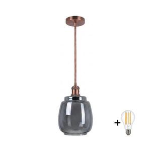 BRILAGI-LED Lustr na lanku RETRO GLASS 1xE27/60W/230V pr. 26 cm měděná/kouř šedá NSTK7417+AI0179 obraz
