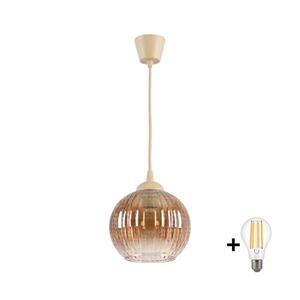 BRILAGI - LED Lustr na lanku R GLASS 1xE27/60W/230V pr. 18 cm béžová/kouř hnědá NSTK7482+TK8619A obraz