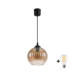 BRILAGI - LED Lustr na lanku R GLASS 1xE27/60W/230V pr. 18 cm černá/kouř hnědá NSTK7482+TK6439A obraz