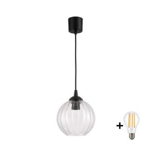 BRILAGI - LED Lustr na lanku RETRO GLASS 1xE27/60W/230V pr. 18 cm černá/čirá NSTK7485+TK6439A obraz