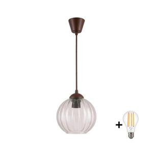 BRILAGI - LED Lustr na lanku RETRO GLASS 1xE27/60W/230V pr. 18 cm hnědá/čirá NSTK7485+TK8611A obraz