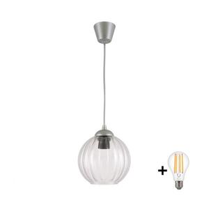 BRILAGI - LED Lustr na lanku RETRO GLASS 1xE27/60W/230V pr. 18 cm stříbrná/čirá NSTK7485+TK8612A obraz