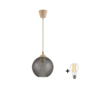BRILAGI - LED Lustr na lanku R GLASS 1xE27/60W/230V pr. 18 cm béžová/kouř šedá NSTK7466+TK8619A obraz