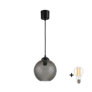 BRILAGI - LED Lustr na lanku R GLASS 1xE27/60W/230V pr. 18 cm černá/kouř šedá NSTK7466+TK6439A obraz