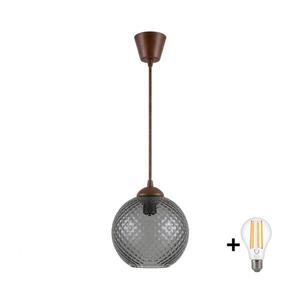 BRILAGI - LED Lustr na lanku R GLASS 1xE27/60W/230V pr. 18 cm hnědá/kouř šedá NSTK7466+TK8611A obraz