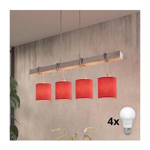 BRILAGI - LED Lustr na lanku NUBILA 4xE27/60W/230V šedá/červená 1xEG49927A+4xBG1578 obraz