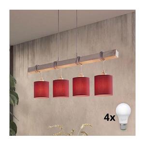 BRILAGI - LED Lustr na lanku NUBILA 4xE27/60W/230V šedá/pompejská červená 1xEG49927A+4xBG1579 obraz