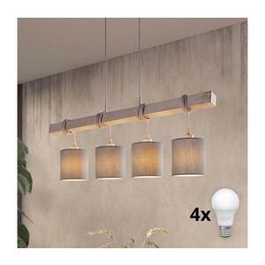 BRILAGI - LED Lustr na lanku NUBILA 4xE27/60W/230V světle šedá 1xEG49927A+4xBG2454 obraz