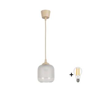 BRILAGI - LED Lustr na lanku RETRO GLASS 1xE27/60W/230V pr. 14 cm béžová/bílá NSTK7779+TK8619A obraz