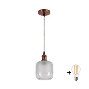 BRILAGI - LED Lustr na lanku RETRO GLASS 1xE27/60W/230V pr. 14 cm měděná/bílá NSTK7779+AI0179 obraz