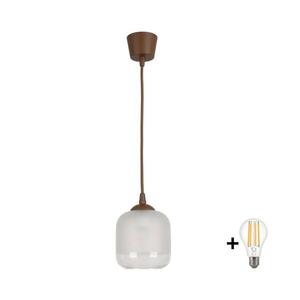 BRILAGI - LED Lustr na lanku RETRO GLASS 1xE27/60W/230V pr. 14 cm hnědá/bílá NSTK7779+TK8611A obraz