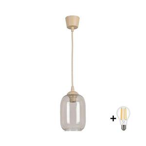 BRILAGI - LED Lustr na lanku R GLASS 1xE27/60W/230V pr. 14 cm béžová/kouř šedá NSTK7757+TK8619A obraz