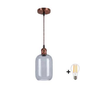 BRILAGI - LED Lustr na lanku R GLASS 1xE27/60W/230V pr. 14 cm měděná/kouř šedá NSTK7757+AI0179 obraz