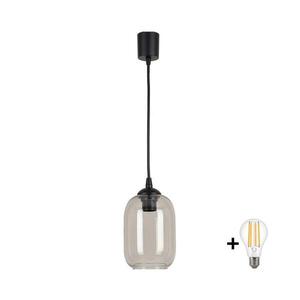 BRILAGI - LED Lustr na lanku R GLASS 1xE27/60W/230V pr. 14 cm černá/kouř šedá NSTK7757+TK6439A obraz