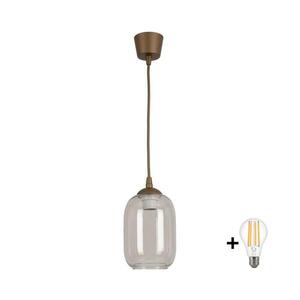 BRILAGI - LED Lustr na lanku R GLASS 1xE27/60W/230V pr. 14 cm hnědá/kouř šedá NSTK7757+TK8611A obraz