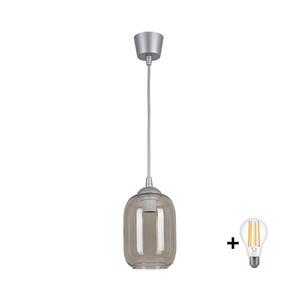 BRILAGI-LED Lustr na lanku R GLASS 1xE27/60W/230V pr. 14 cm stříbrná/kouř šedá NSTK7757+TK8612A obraz